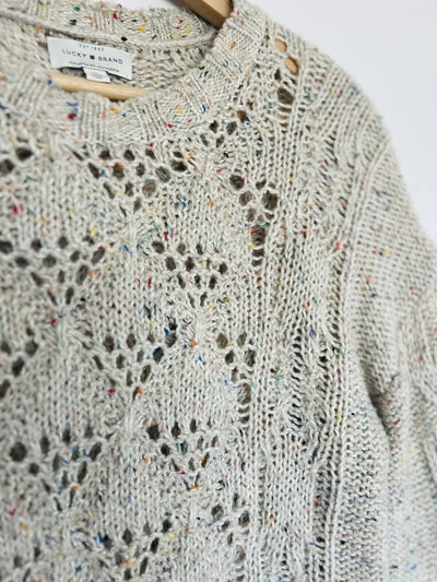 LUCKY BRAND Oatmeal Sweater Size M Long Sleeve Colorful Speckled Boho