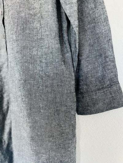 SOHO Street New York & Co Gray Linen Blend Shirt Dress Sz M Minimalist Lagenlook