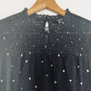 LUCKY BRAND Ditsy Floral Blouse Sz S Long Sleeve Black Smocked Neck Top Boho