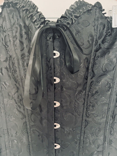 Sexy Black Corset Sz Castle-Core Renaissance Floral  Bustier