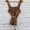 Who What Wear Womens Large Animal Floral Print Button-Front Tank Top Belted