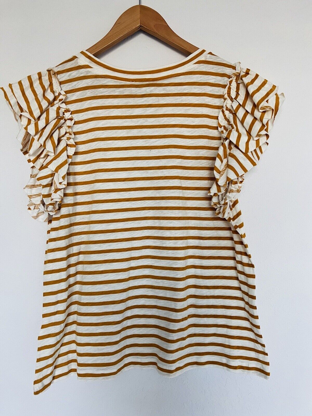 INDUSTRY NWT Womens Striped Flutter Sleeve Pima Cotton Top Sz XL Soft Feminine