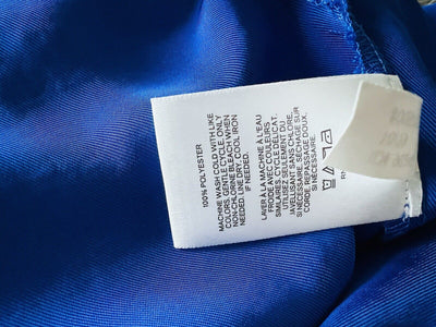 WHO WHAT WEAR Cobalt Blue Long Sleeve Blouse Sz M Collard Button Up Office Top