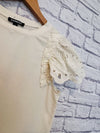 EXPRESS Womens Ivory Top Small Puff Eyelet Sleeves Boho 100% Cotton