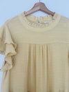 JODIFL Tiered Frilly Tunic Dress Sz 2X Mustard Color Ruffle Sleeves Collar Boho