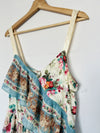 REFORMATION AMUR Silk Floral Slip Dress Sz 12 Asymmetrical Pleated Ruffle