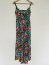 OLD NAVY Midi Floral Multi-Color Dress L Back Hi-Low Hem Smock Empire Waist
