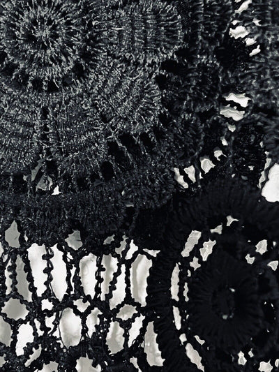 ANTHROPOLOGIE By Together Embroidered Crochet knit Sz XL Black Boho Cover Up