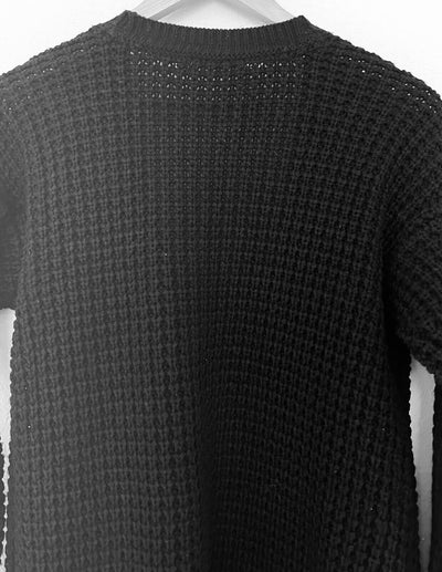 BLUENOTES Black Cardigan Sz S Open Front Chunky Open Knit Sweater Cozy Warm
