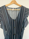 Xhilaration Striped Spring Dress Sz L Blue With Pockets Tie Waist Midi Boho