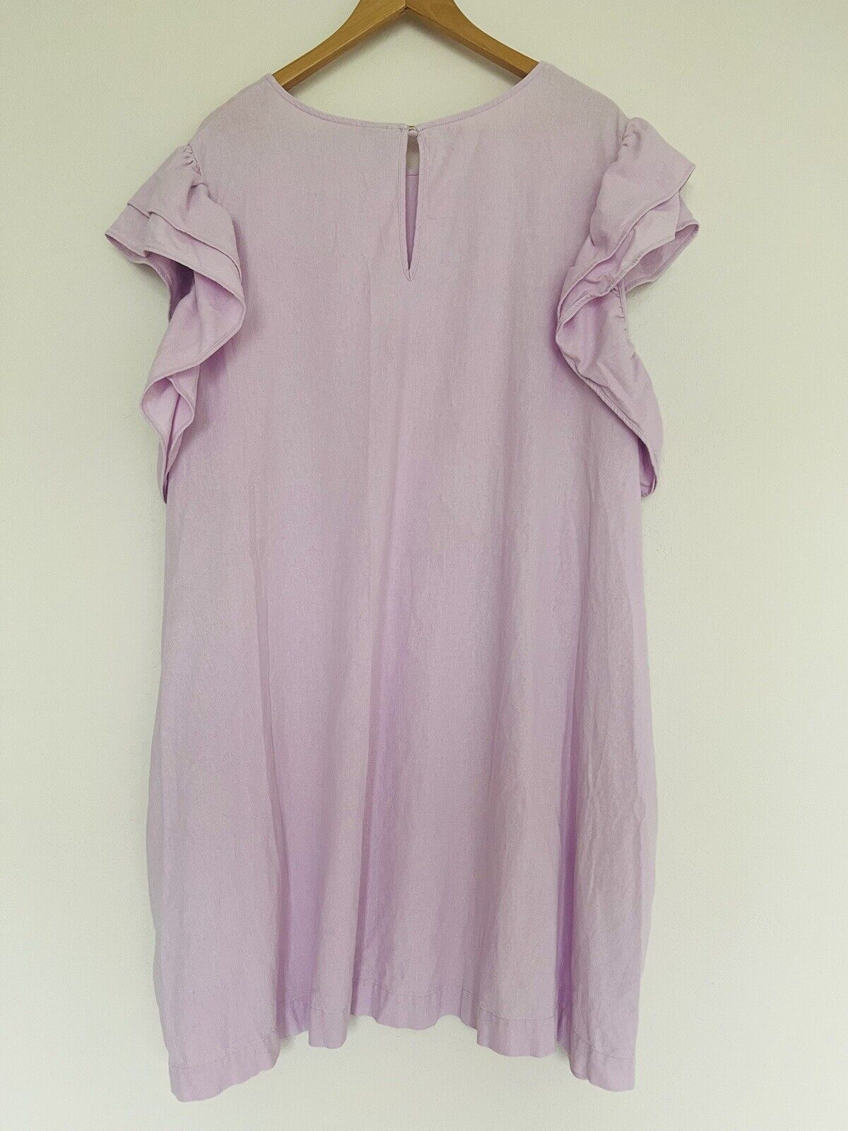 A NEW DAY Ruffle Short Sleeve Sz XL Dress  Linen Blend Pockets Lilac Lagenlook