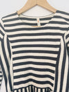 ORANGE CREEK Terry Cloth Dress Sz S Stripped Dark Grey White Pull￼over Pockets