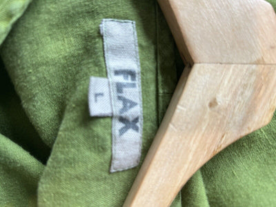 FLAX 100% Linen Women's Pullover Shirt Sz L Green Lagenlook
