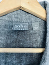 SOHO Street New York & Co Gray Linen Blend Shirt Dress Sz M Minimalist Lagenlook