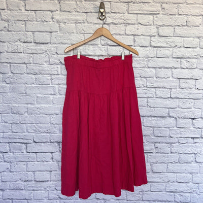 UNIVERSAL THREAD Womens L Skirt Pink Midi Tie Elastic Waist Button-Front Boho