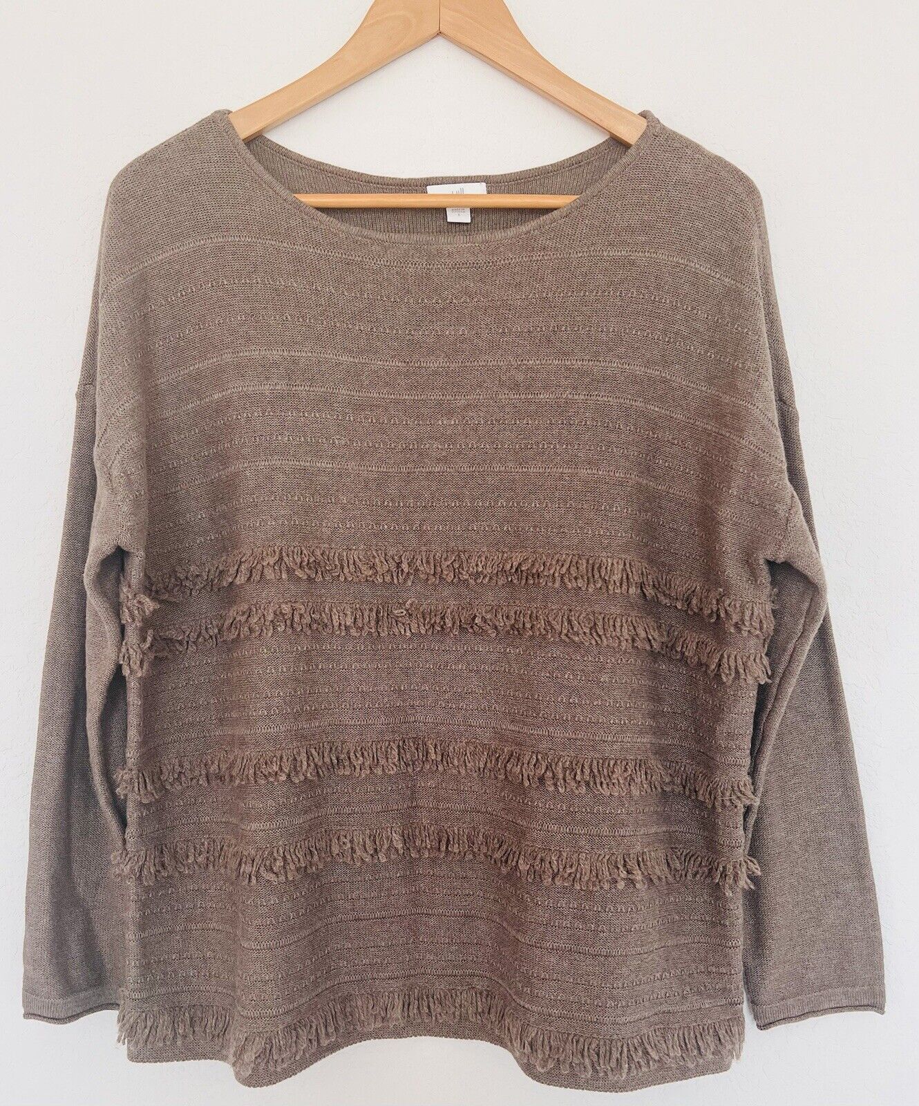 J. JILL Brown Textured Sweater Sz S Brown Long Sleeve Round Neck Wool Blend