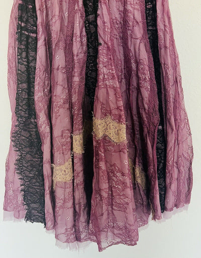 UNBRANDED MIDI Overlay Dress Sz Purple Ruffles Short Sleeves Lined Fairy