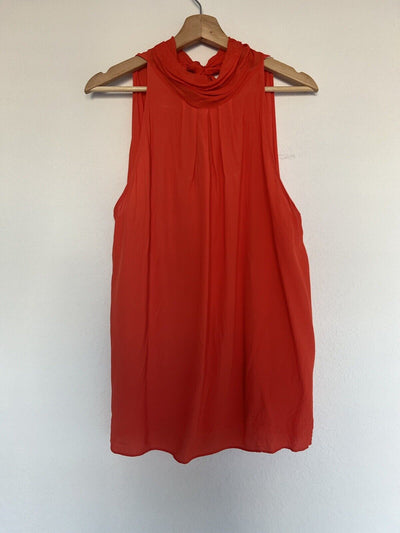 Diane Von Furstenberg Dove Orange Silk Top Blouse Size L