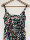 OLD NAVY Midi Floral Multi-Color Dress L Back Hi-Low Hem Smock Empire Waist