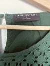 LANE BRYANT Olive Ruffle Sleeve Eyelet Blouse Sz 18 Lined Cropped Boho Top