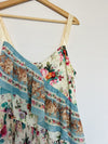 REFORMATION AMUR Silk Floral Slip Dress Sz 12 Asymmetrical Pleated Ruffle