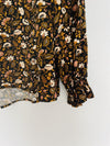KNOX ROSE Floral Pullover Blouse Sz XL Tie Neck Long Sleeve Tunic Top Boho