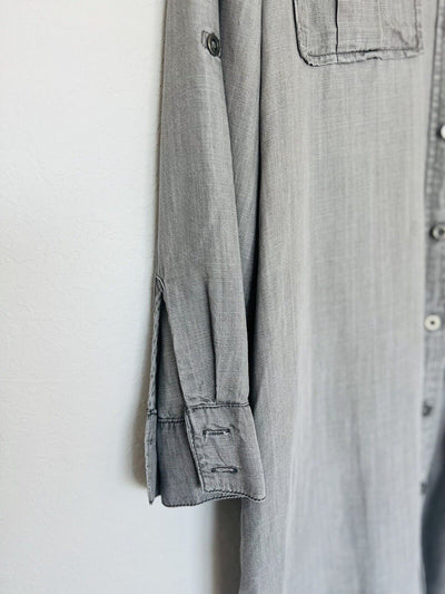 Philosophy Gray Chambray Shirt Dress Sz L Knee Length Classic Lagenlook