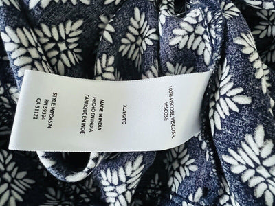 BEACH LUNCH LOUNGE Dress Sz XL Shoulder Tie Fit Flare Geometric Navy Travel Boho