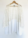 CATHERINES Open Front Blazer Jacket Size 4X Linen Blend Mix Media Lace Boho