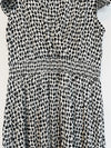 RUEGRASS Flutter Sleeve Dress Sz XL Smocked Waist Perfume Bottle Print V-Neck
