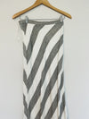 LULUS Cotton Linen Blend Wrap Skirt Sz S Grey White Striped Maxi Lined Tie Waist