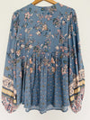CITY CHIC Floral Tunic Dress Sz XXS Blue Balloon Sleeves Fairy Coquette Boho