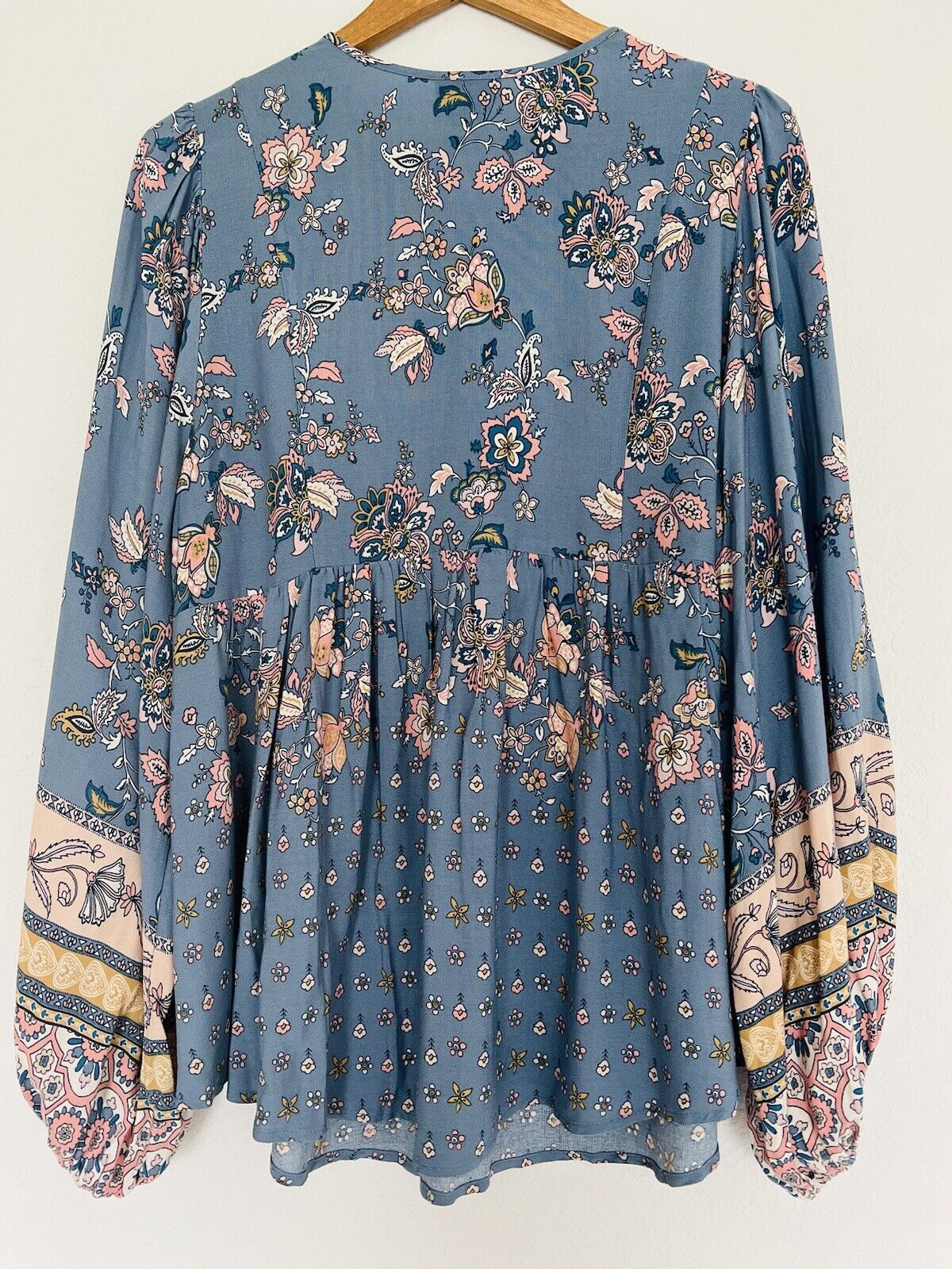 CITY CHIC Floral Tunic Dress Sz XXS Blue Balloon Sleeves Fairy Coquette Boho