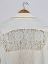 BOSTON PROPER Womens Mix Media Jacket Sz S Lace Jersey Gold Zip Ivory