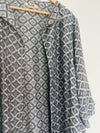 FLAX 100% Linen Jacket 2G Shifty Long Duster Gray/Silver Button Jacquard