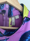 ASOS Purple/YellowFloral Dress Sz 10 High Neck Zip Back Short Sleeve