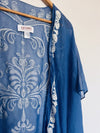 SHYANNE Women Cardigan Open Blue White Embroidered Lightweight Western
