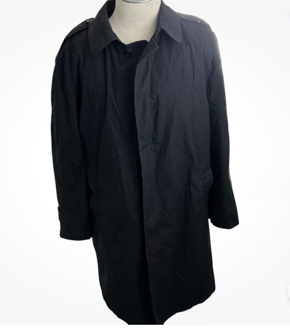 DSCP Mens Quarterdeck Collection Coat Sz 44R Lined Black Vintage EUC