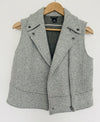 CLUB MONACO Wool Moto Vest Womens S Gray Cropped Biker Asymmetric