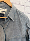 MADEWELL Womens Botton Up Shirt Gray Sz M Short Sleeve Classic Workwear Career