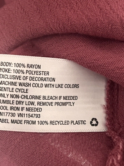 KNOX ROSE Fuchsia Flowy Top Sz XXL Lace Ruffle Flared Long Sleeves Blouse