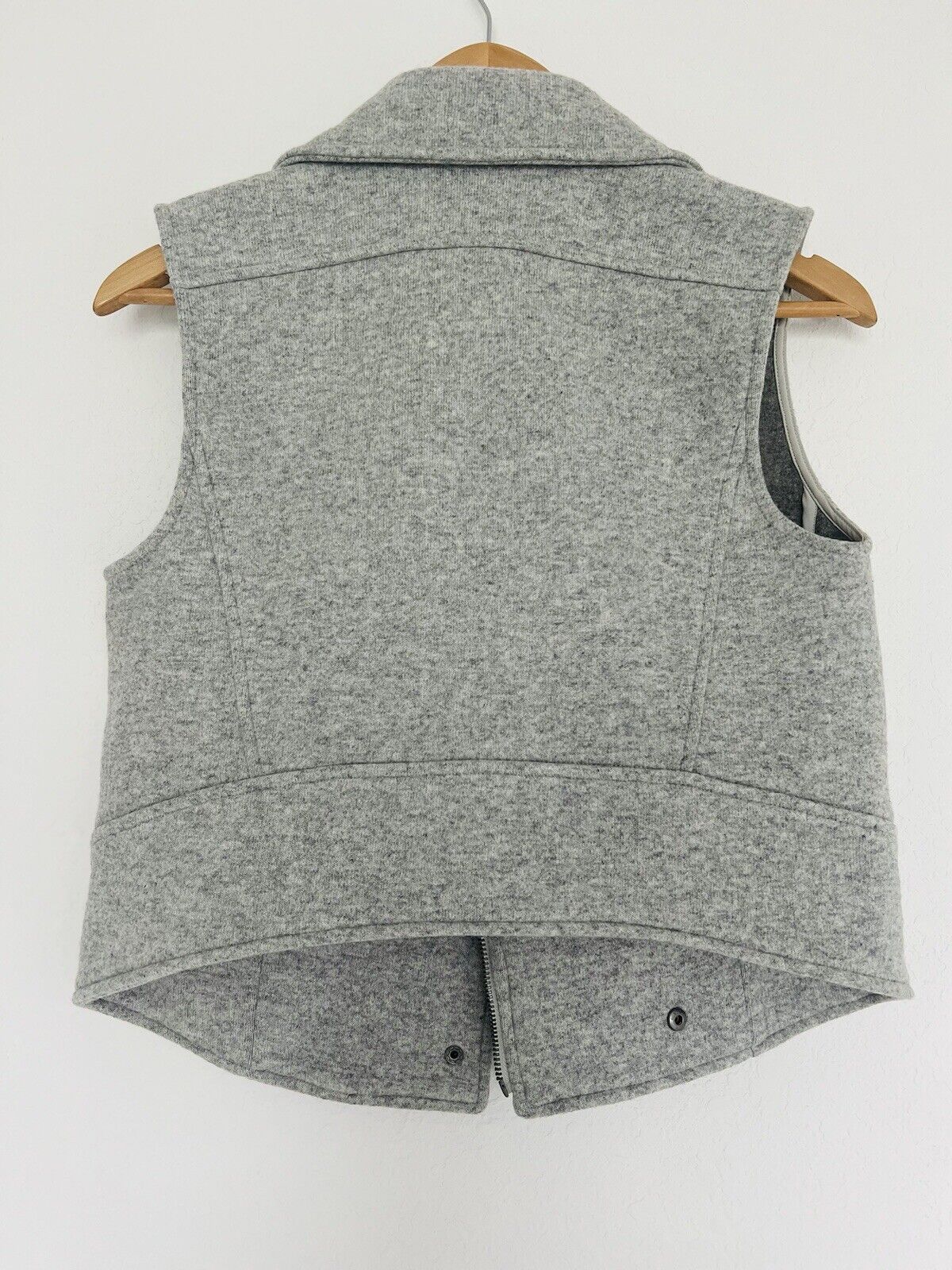 CLUB MONACO Wool Moto Vest Womens S Gray Cropped Biker Asymmetric