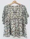 French Connection Aztec Beaded Tunic Blouse Sz M Babydoll Western Top Boho