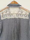 ANTHROPOLOGIE Lilis Closet Blue White Stripe Shirt Sz S Lace Back Tunic Top Boho