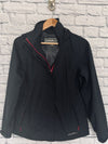EDDIE BAUER Womens Full Zip Black Jacket With Pink Zipper Sz S Wind/Rain Coat