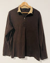 BANANA REPUBLIC Mens 100% Cotton Sweater Sz L 1/4 Zip Pullover Long Sleeve Brown