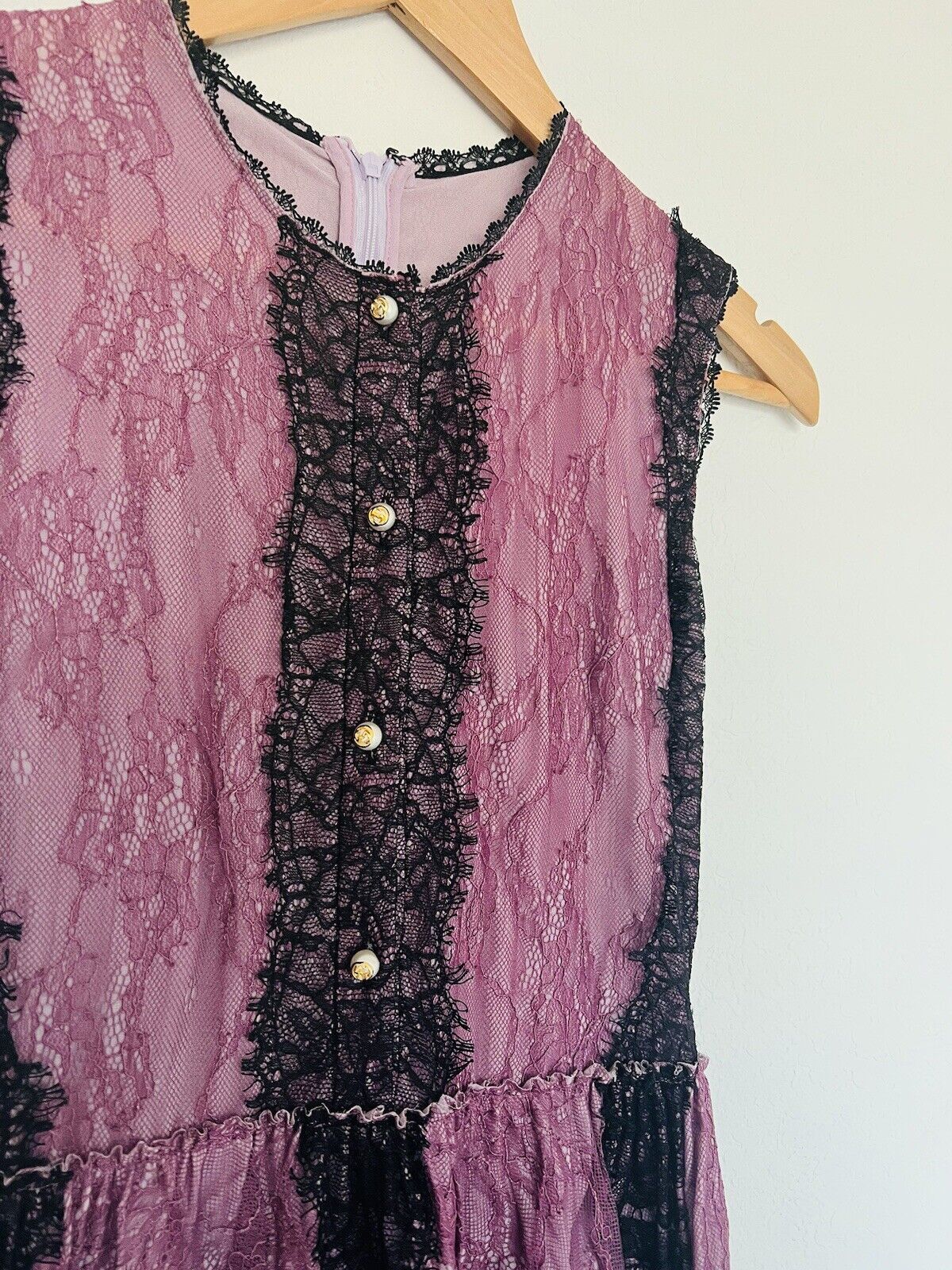 UNBRANDED MIDI Overlay Dress Sz Purple Ruffles Short Sleeves Lined Fairy