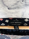 LUCKY BRAND Womens Argyle Long Sleeve Shirt Sz L Diamond Print Blouse Casual