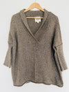 UNBRANDED Brown Sweater Sz M Wool Blend Deep V-Neck Slouchy Chunky Knit Oversize