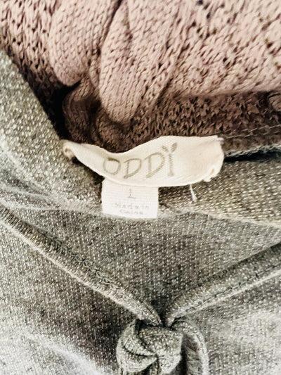 ODDI Hooded Pullover Sweatshirt Sz L Cable Knit Detail Sweater Beige Boho